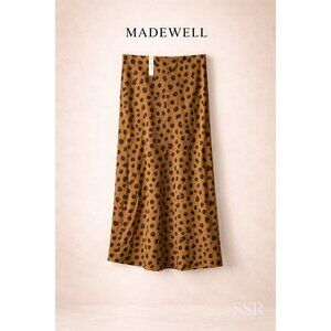 Madewell Painted Spots Midi Slip Skirt NWT Size 00 Leopard Print Viscose